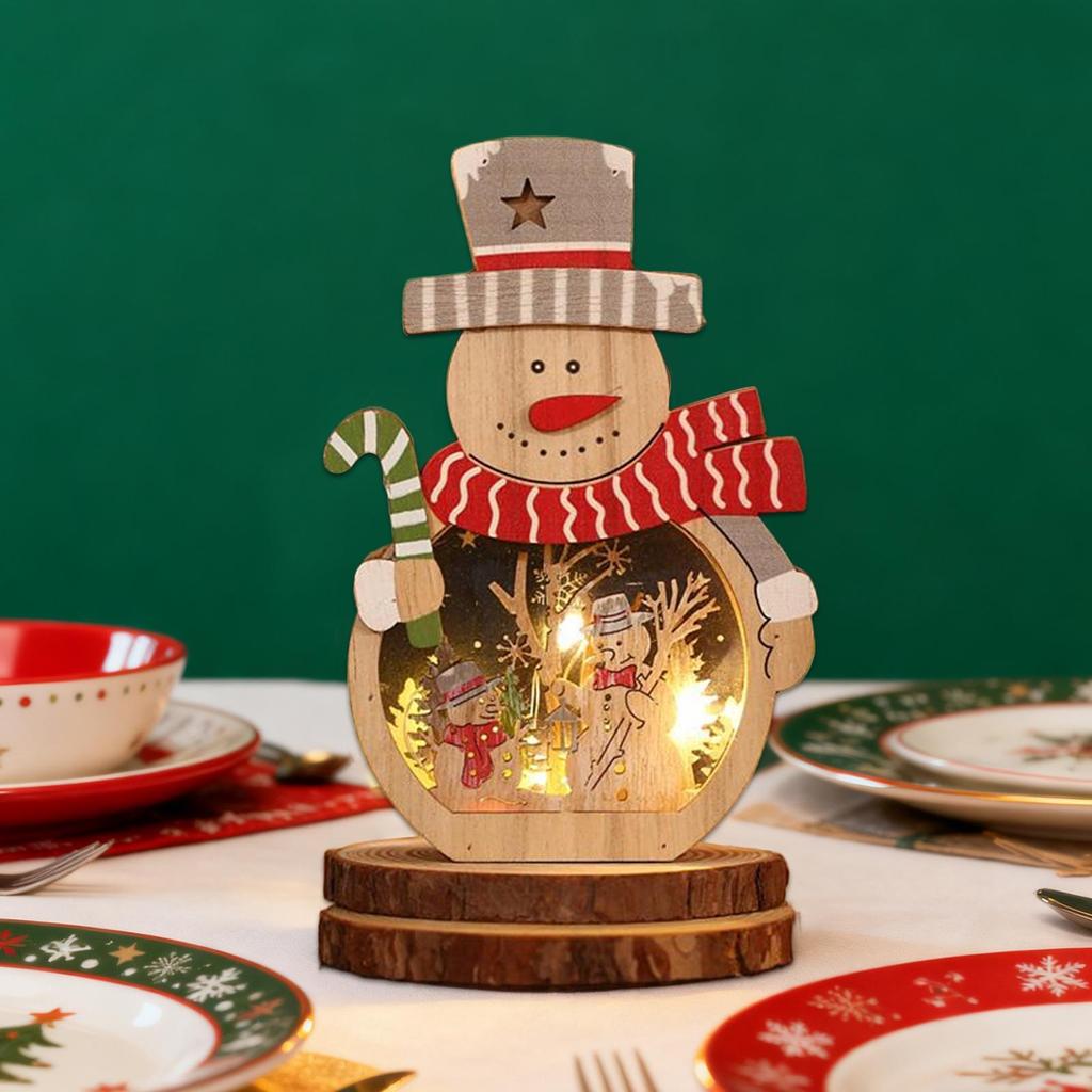 Świąteczne Drewniane Dekoracje LED Świecące Drewniane Ozdoby Świąteczne w Kształcie Świętego Mikołaja na Radosne Obchody
