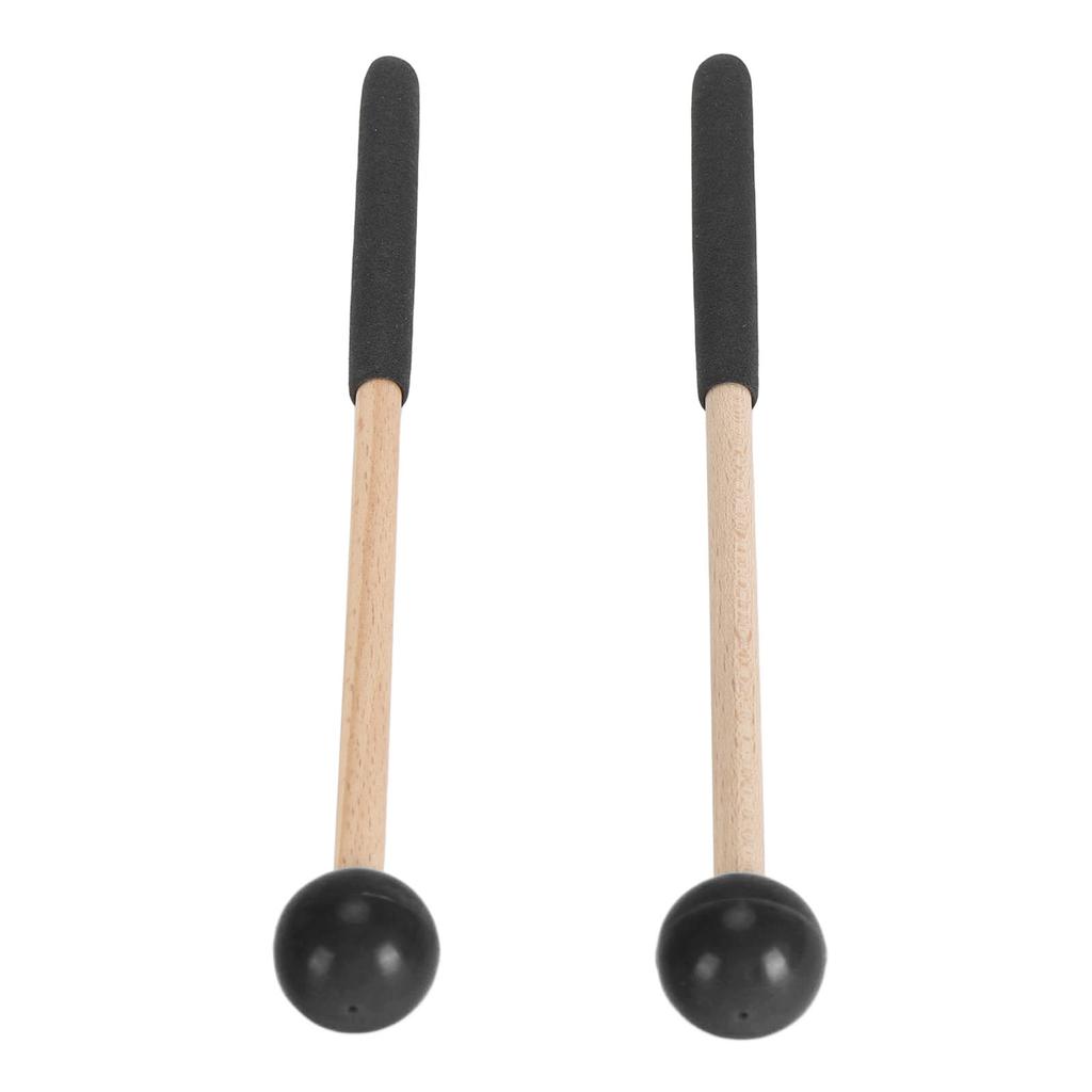 1 Pair Percussion Mallet Rubber and Maple Multifunctional Tongue Drum Mallet for Concert Black