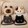 Sac bandoulière Chat Tête Grosse Mignonne Sac d'épaule Chat Moelleux Léger Sac à main Polyvalent Simulation Adulte Enfant Adolescent