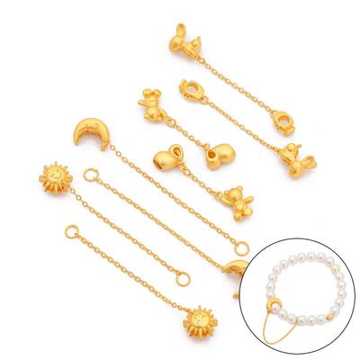 1Pc Sand Gold Copper Plated Moon Separated Bead Chain For DIY Necklace Bracelet Earrings Jewelry Making Craft Accessories