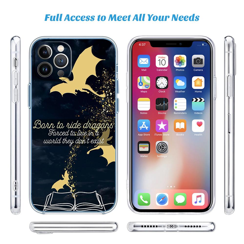 LO44 Fourth Wing Dragons Soft Shell Transparent Phone Case for Motorola Moto G7 G8 G9 G84 G85 G73 G24 G15 Z2 Play Power Plus