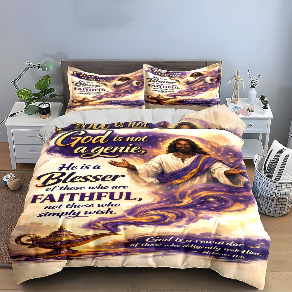 Religious Bedding Set with Inspirational Quote Bedding set (1 duvet cover, 2 pillowcases, duvet not included)