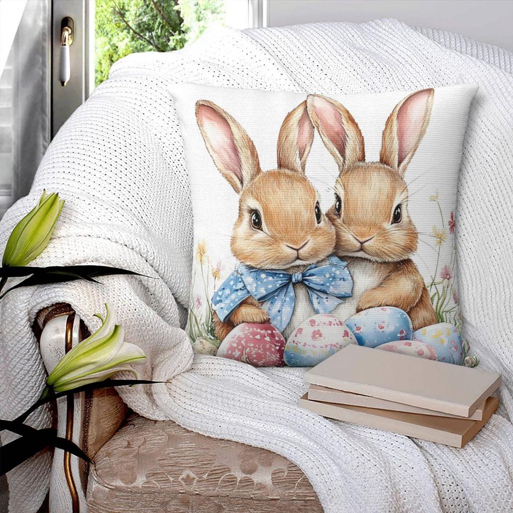 Easter Day Bunny Easter Eggs Pillow Cover Cushion Cover Graphic Pillow Case Cute Funny Pillowcases For Sofa Car Home Decor