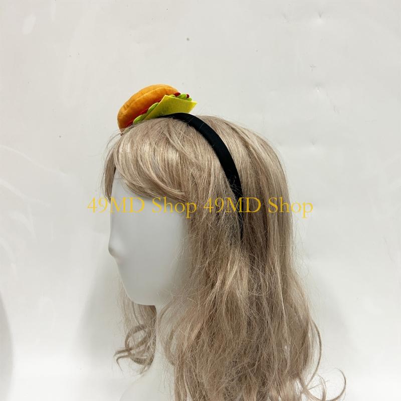 

49MD 3D Hamburger Design Hairband Layered and Realistic Headpiece School Event Props CN