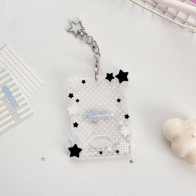 Lovely Shining Stars Kpop Photo Card Holder Keychain 3 Inch Acrylic ID Card Cover Clear Portable Card Sleeve Bag Pendant