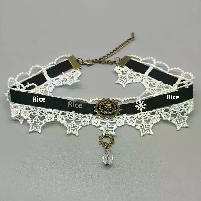 Gothic Punk Steampunk Halskette Weihnachten Schleife Spitze Choker Kragen Halskette