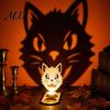 Wooden Candle Holder Halloween Ornaments, Decorative Cat/Pumpkin/ Ghost/Skull Projection Graffiti Painting Craft Stand, Creative Tabletop for