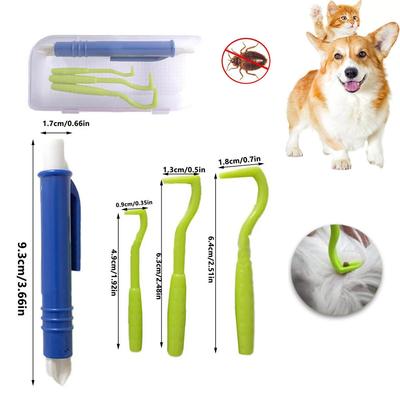 4pcs Flea Remover Hook Tick Removal Tweezer Ticks Pull Pet Cat Dog Accessaries Scratching Extractor Mite Tweezers Comb Louses P