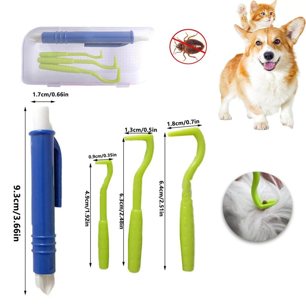 4pcs Flea Remover Hook Tick Removal Tweezer Ticks Pull Pet Cat Dog Accessaries Scratching Extractor Mite Tweezers Comb Louses P