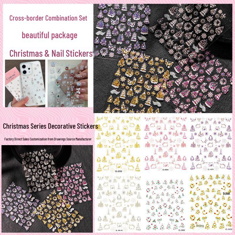 

Diechuang European/American Christmas Snowflake Festive Nail Stickers Christmas Nail Stickers (6 sheets)