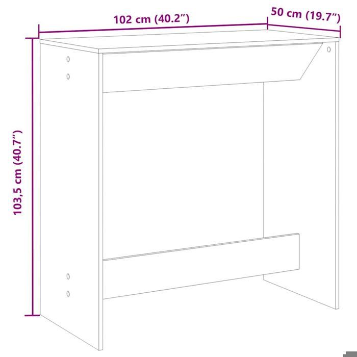 VidaXL Bar Table Sonoma Grey 102x50x103.5 Cm Engineered Wood 854432