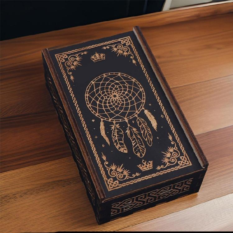 Wood Push Pull Tarots Card Storage Box Portable Card Container Astrology Trinkets Box Divination Card Storage Case