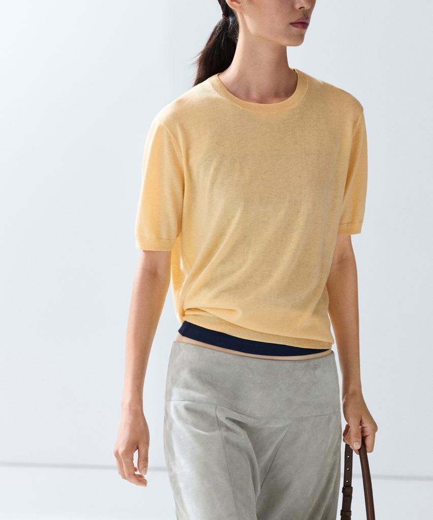 Masimodutti Wool Blend Short Sleeve Knit Sweater