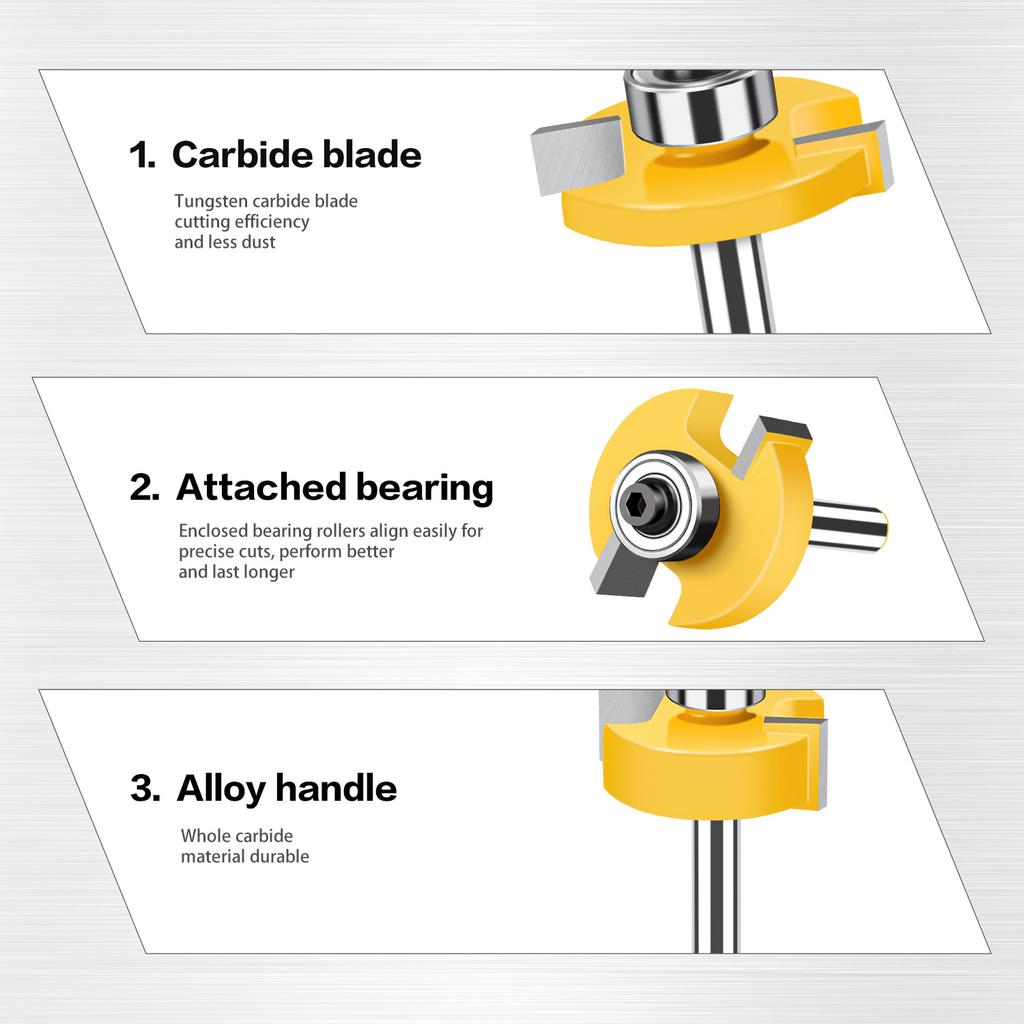 8 Handle Double Edge Ball T-Knife Bearing Slotting Knife Inch Woodworking Milling Kit T-Slotted Knife