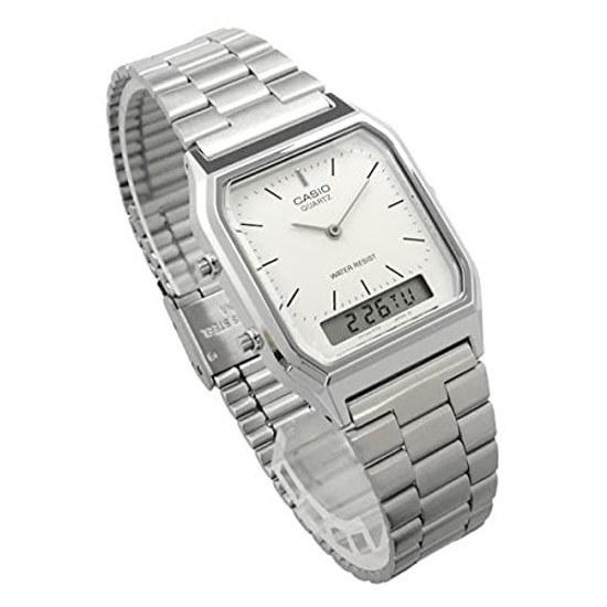 CASIO Ana-Digi Quartz Wristwatch Vintage Series AQ-230A-7DMQ Unisex Dual Time White Overseas Model