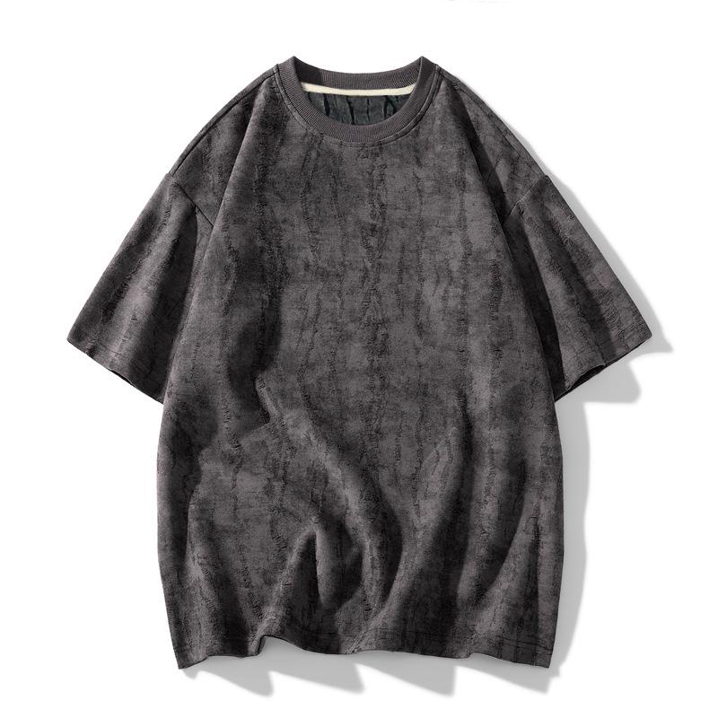 Tricou cu mânecă scurtă pentru bărbați, de vară, subțire, larg, cu gât rotund, cu mânecă pe jumătate