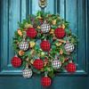 6pcs/bag Vintage Plaid Fabric Ball Hanging Christmas Tree Decorations  Holiday Party