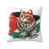 Palästina Katze Mit Schal Kissenbezug Doppelseitiger Druck Polyester Kissenbezug Geschenk Kissenbezug Abdeckung Sitz Quadratisch 40X40cm