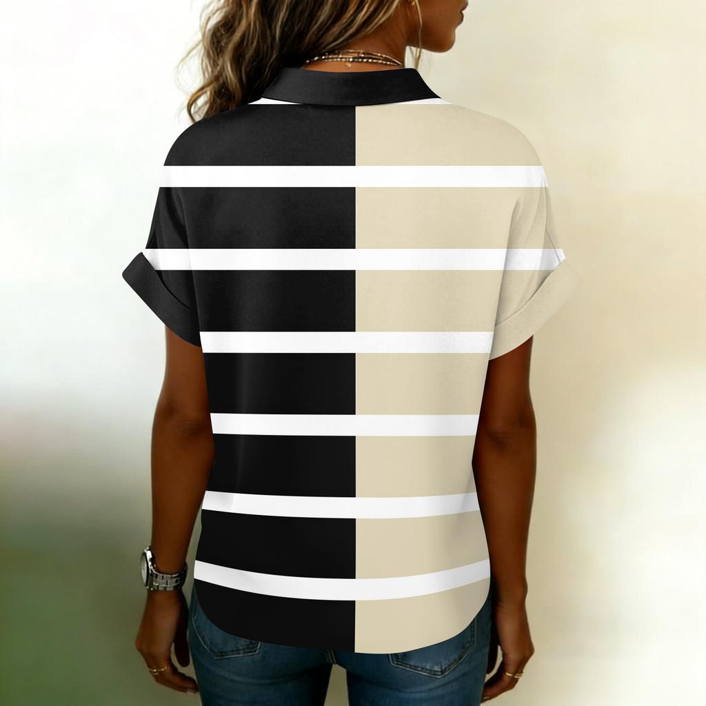 Damblus Trendig och Avslappnad Kortärmad Tryckt T-shirt Topp