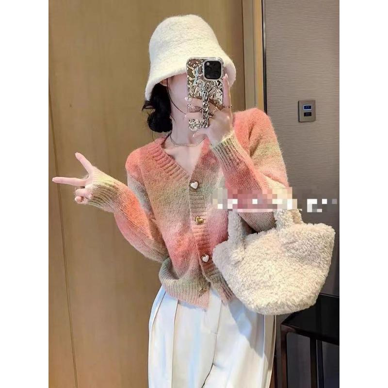 

Весенне-осенние новые модели постепенно меняют цвет леденца вязаный кардиган свитер женский свежий нежный ветер сладкая девушка топ женский one size fits all