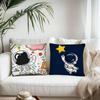 Cartoon Astronaut Rocket Spaceship Pillow Case Fashion Square Pillowcase Bedroom Sofa Room Ins Decoration Leisure