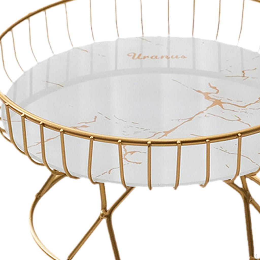 Iron Wire Fruit Serving Bowl Creative Vegetable Stand Holder Round Tray for Outdoor