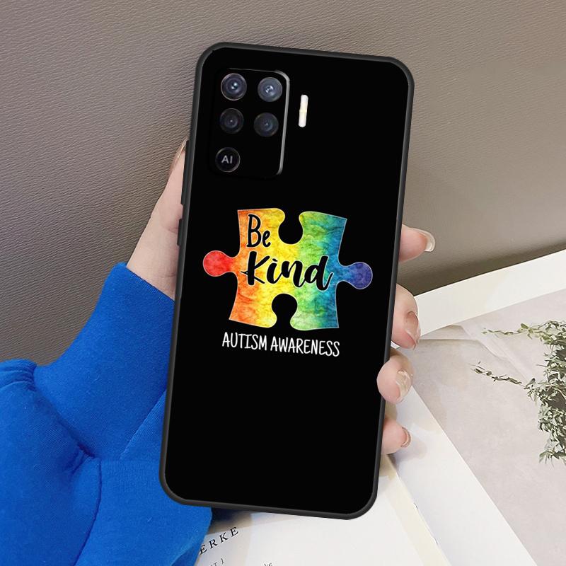 Autism Support Puzzle Case For Oppo A76 A16 A96 A17 A18 A60 A80 A40 A38 A58 A78 A98 A94 A74 A54 A15 A57 A77 A5 Pro