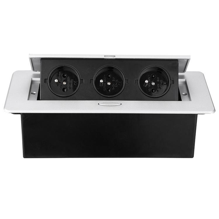 Silver French Standard Pop-up Desktop Power Socket