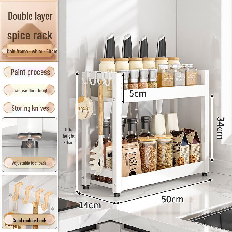 Countertop Kitchen Storage Rack for Spices and Sauces - Organize Oil, Salt, Vinegar, and Soy Sauce