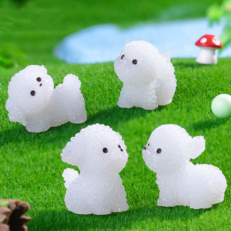 8PCS Cute Desk & Car Collectible Figurines Ornament Accessories Micro Landscape Luminous Puppy Glow in the Dark Home Decor 3x2.7cm