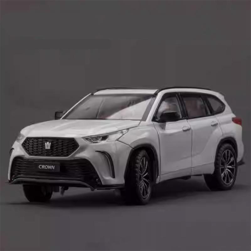 1/24 Toyota Crown KLUGER SUV Alloy Car Model Diecast Metal Toy Off-road Vehicles High Simulation Sound and Light Collectibles Kids Gift