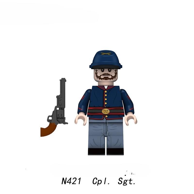 Military American Civil War Soldier Building Blocks Army Figures  Artillery Federal Infantry Cavalry Weapons Bricks Toys Kids