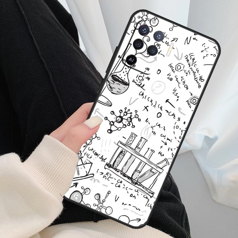 Science Chemistry Style Case For Oppo A54 A74 A94 A18 A57 A17 A77 A38 A58 A78 A98 A80 A60 A40 A96 A76 A16 A15 A5 Pro