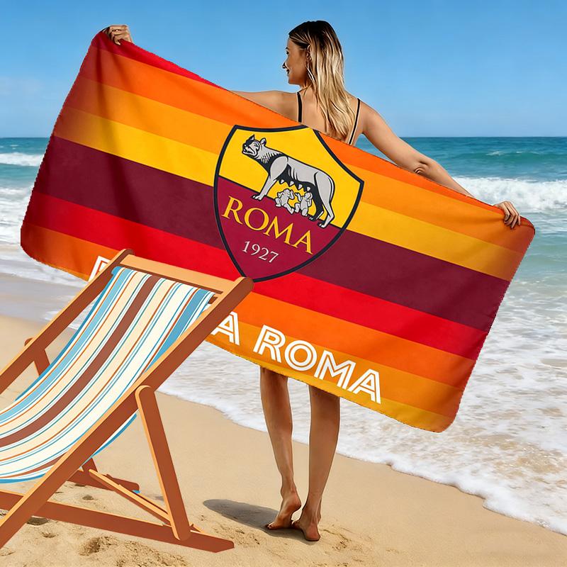 Associazione Sportiva Roma Print Beach Towel, Large Soft Quick Dry Towel for Beach Camping Swimming
