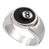 Punk Gothic Nummer 8 Billardkugel Ring für Damen Vintage Silberbeschichtet Retro Charme Billardringe Finger Schmuck