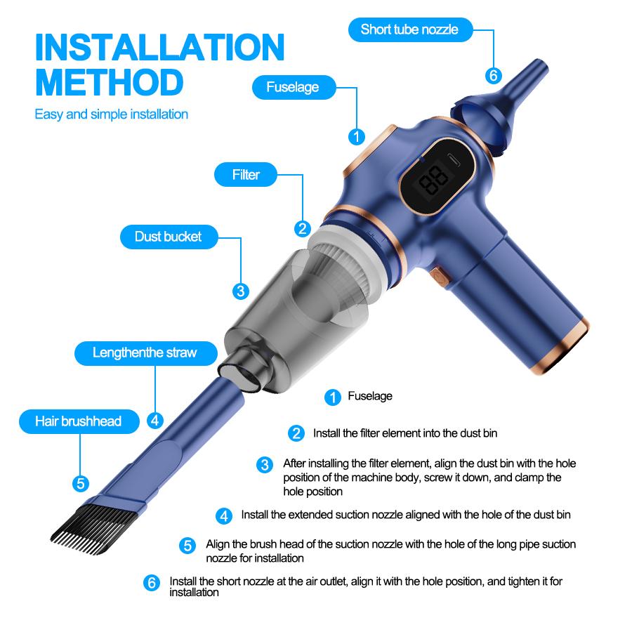 ABS wireless vacuum: High-power, portable cleaner for car, sofa, office, carpet & pet hair. A versatile household & car cleaning