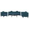 3 Piece Sofa Set with Cushions Blue Velvet