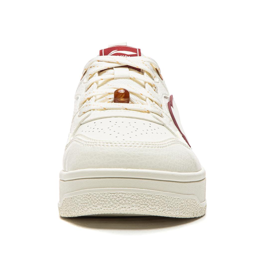 Li Ning Tianji Soft Slip Resistant, Abrasion Resistant, Height Increasing Low Top Skateboard Shoes Women's White Red AGCW068-5