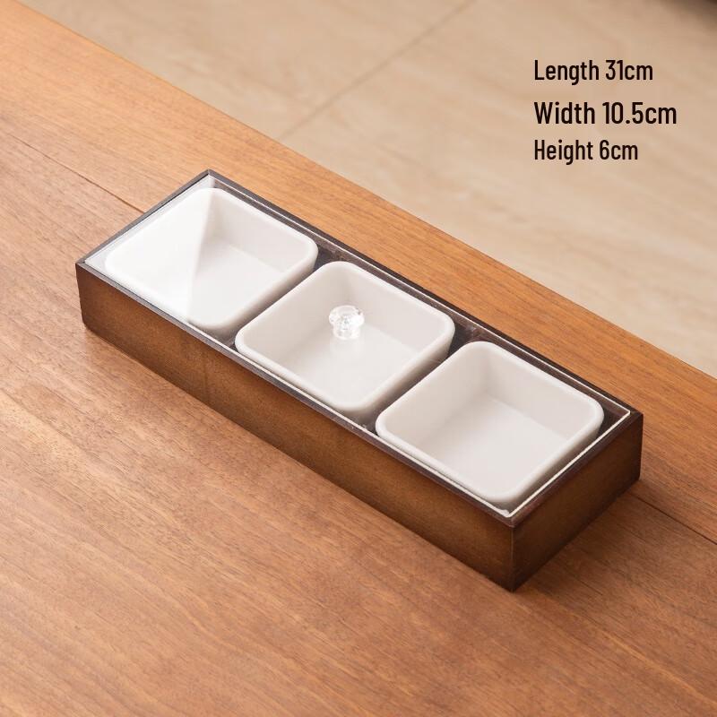MOLUONA Black Walnut 9-Compartment Wooden Snack Tray with Lid