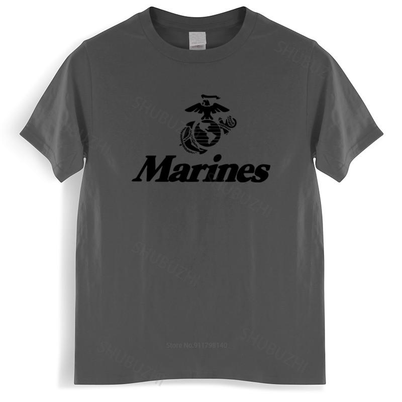 Cotton Tshirt Men Crew Neck Tops Marine Corps U.S. United States Marines USMC Military Men's Tee Shirt Cotton Brand T-shirt