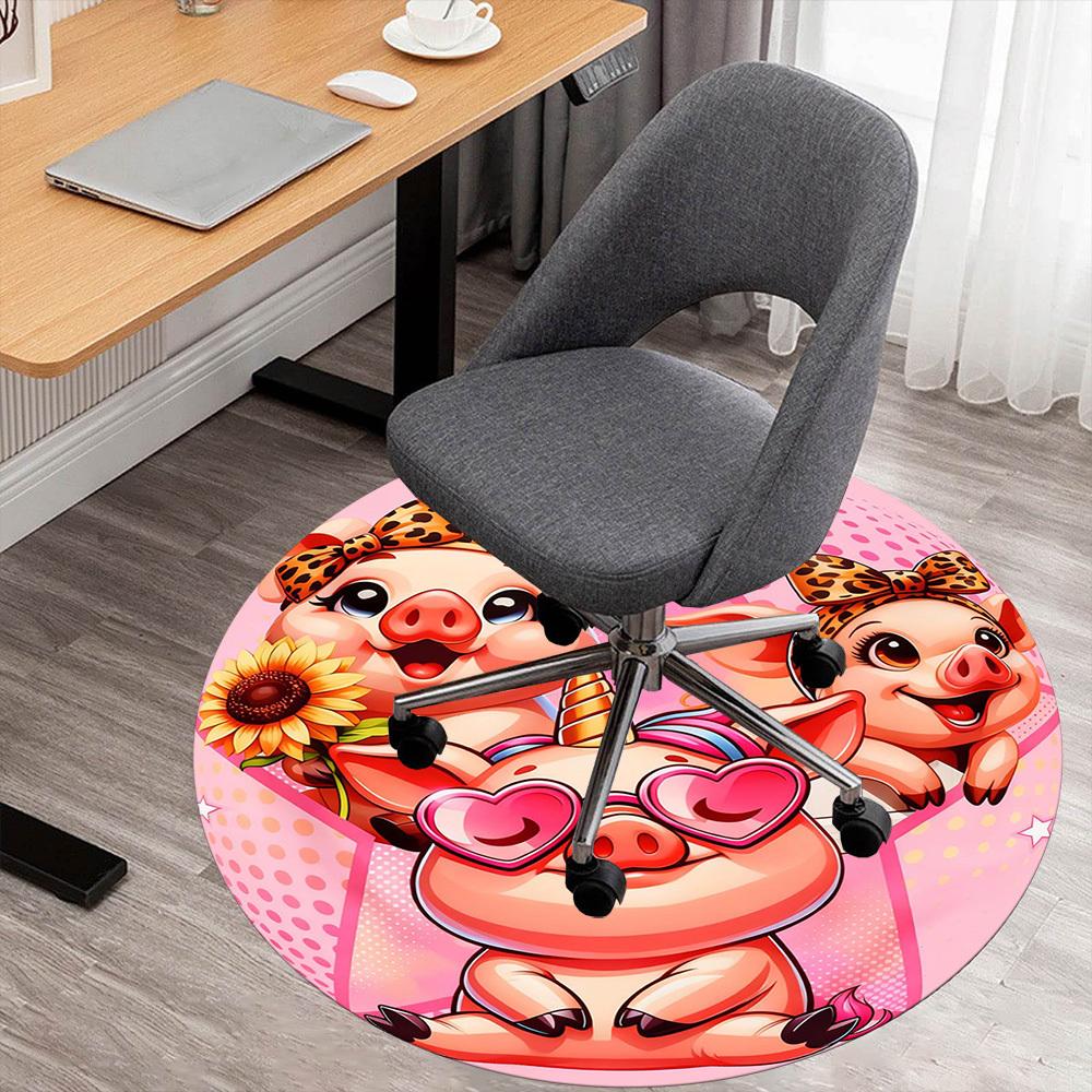 1 Stück Sparschwein Einhorn Runder Stuhlmatte Teppich - Rutschfest, Bodenschutzmatte für Büro, Schlafzimmer und Innenraumdekor - Geschenk D1127224