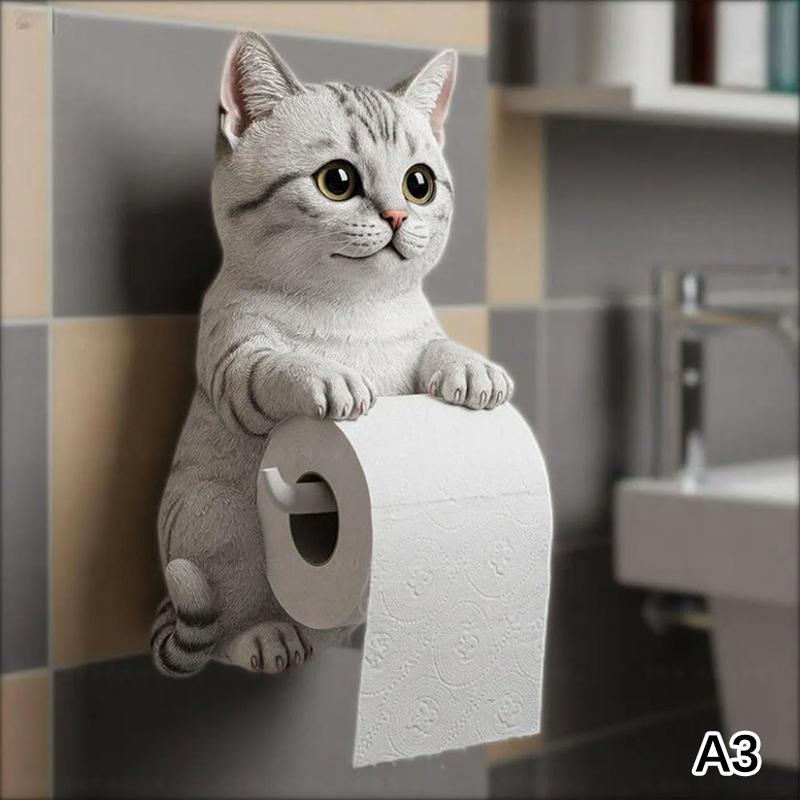 Dog Toilet Paper Holder Wall Mount Resin Shark Roll Paper Organizer Bathroom Kitchen Paper Towel Tissue Dispenser Decoration