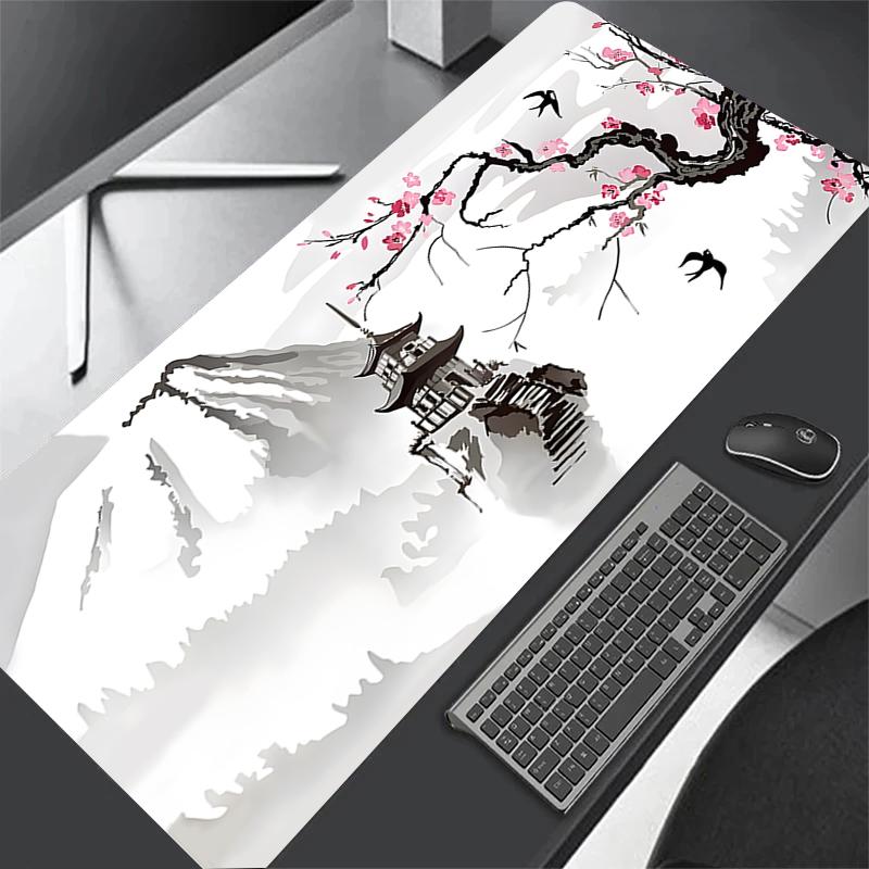 Anime Sakura Pattern Large Desk Mat Cute Gaming Mouse Pad Non-Slip Rubber Keyboard Deskmat Laptop Computer Office Accessories