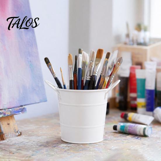 Talos Creative Iron Pen Holder, Rustic Desk Organizer for Office, Metal Pencil Cup Makeup Brushes, Small Storage Bucket Office And Home Use