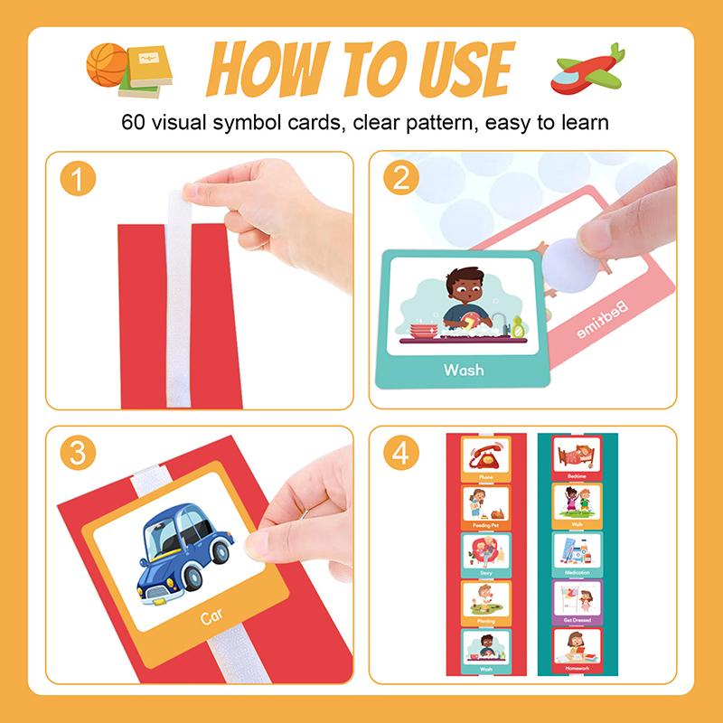 60 Pcs Visual Schedule Visual Wall Planner Daily Routine Chart For Kids Daily Visual Schedule Card Chore Chart Learning Material