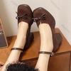 Fashion Retro French Thick Heel Temperament Mary Jane Shoes Women Suede Ankle Buckle Pumps Bow Thick High Heels Elegant Women's Shoes