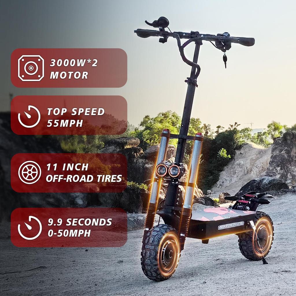 BOYUEDA S3-11 85KM/H 3000W Dual Motor E-Scooter - 120KM Range, Off-Road Tires, 45° Climb, CE/FCC Certified(NO ABE)