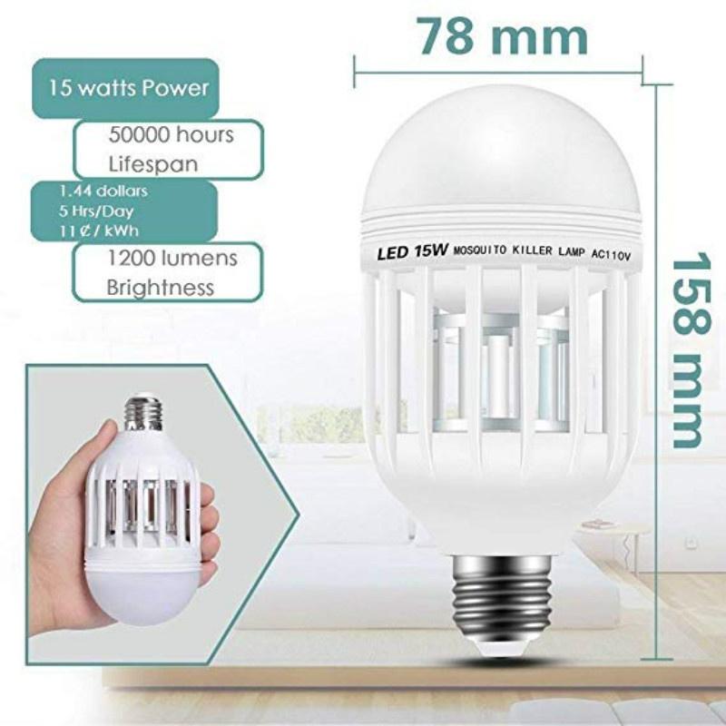 Household Mosquito Killer Bug Zapper LED Light Bulb 2-in-1 Mosquito Repellent Lamp White Bulb