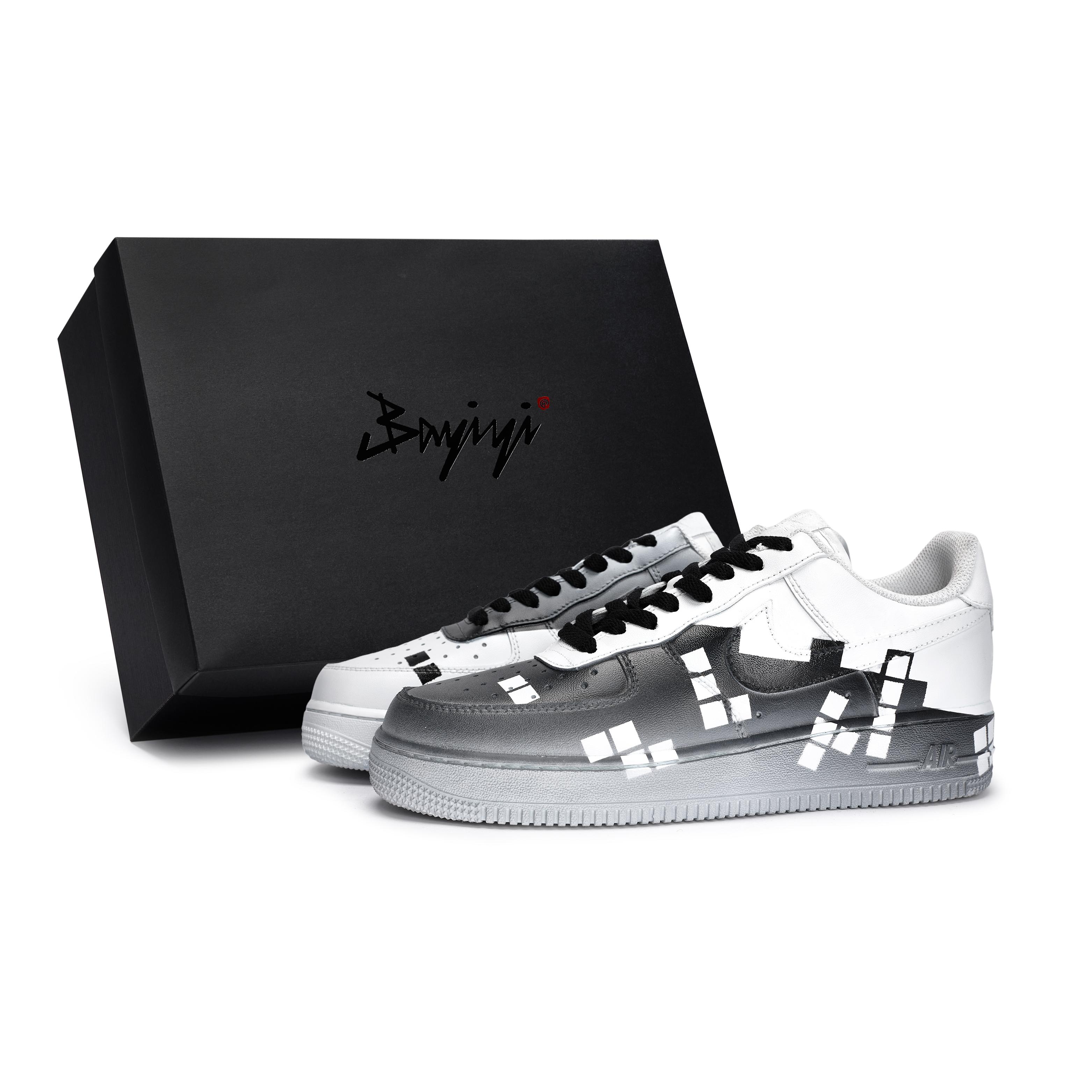 

Nike Air Force 1 Special Shoe Box Slip Resistant Abrasion Resistant Low top Skateboard Shoes Unisex Black White CW2288-111(Team80-S-BOX) 36.5