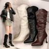 Fashion Women's pointed toe knee-high boots parka stiletto elegant ladies shoes sexy fashion winter